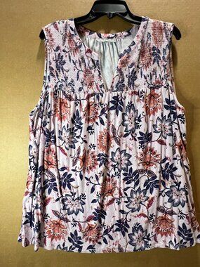 Daniel Rainn Sleeveless Flowy Comfy Top Size 2X pink and floral